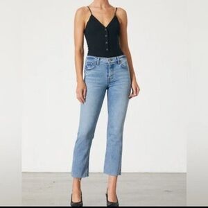 GRLFRND On the run, raw cropped mini flare Light Blue Jeans size 26